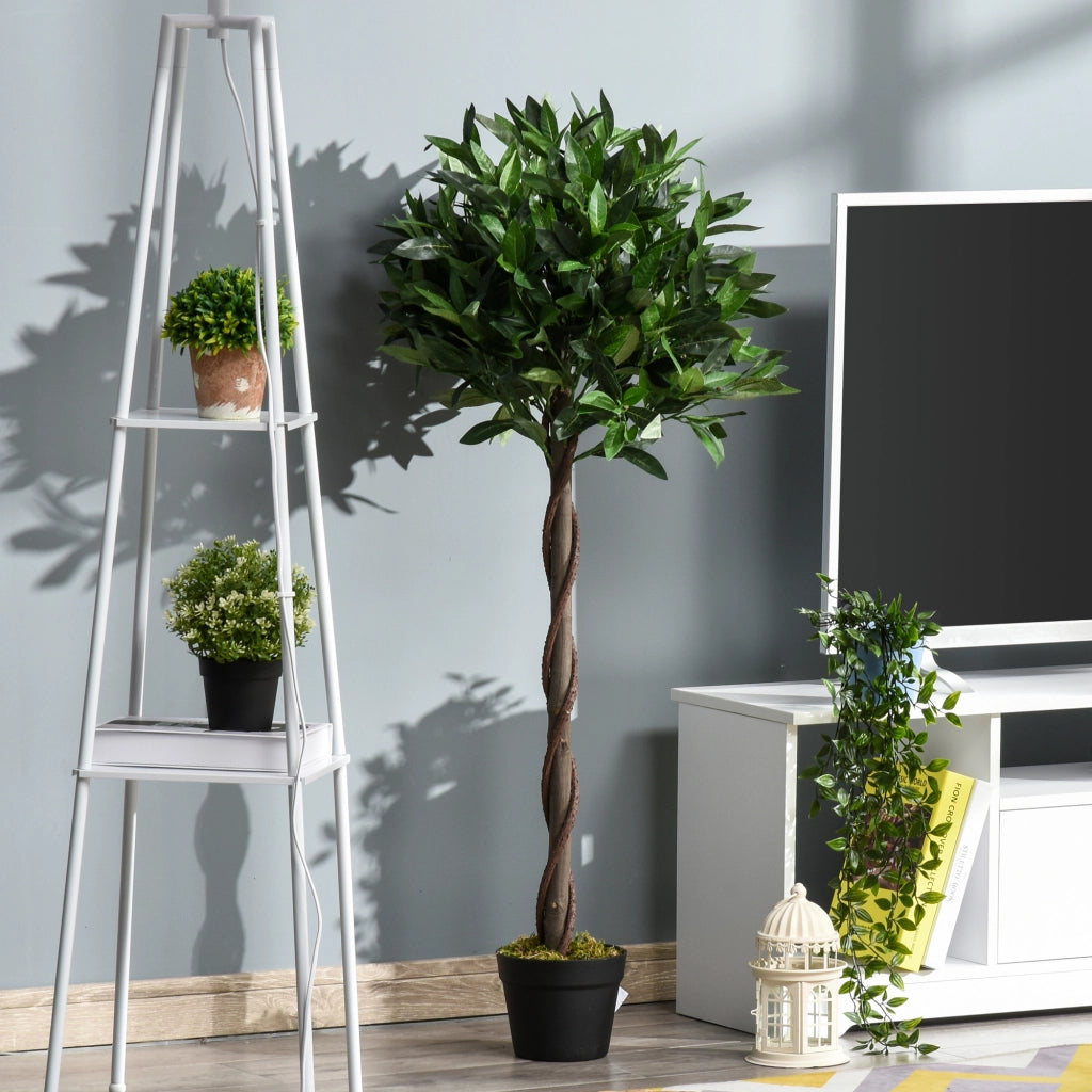 EasyComfort Set di 2 Alberi di Alloro in Vaso, Piante Finte in Plastica Altezza 120cm per Interni