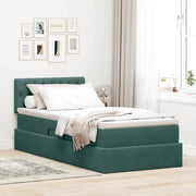 Letto con contenitore e LED Verde Scuro 90 x 190 cm Velluto