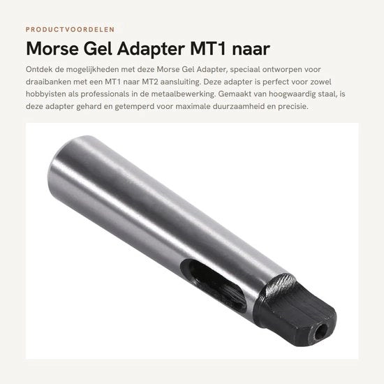 Adattatore Morse Gel MT1 a MT2 - Alta qualità - 1 pezzo - Per torni - Precisione e durata - Adatto per lavorazione metallica