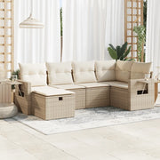 Set Divano da Giardino 6 pz con Cuscini Beige in Polyrattan 3325484