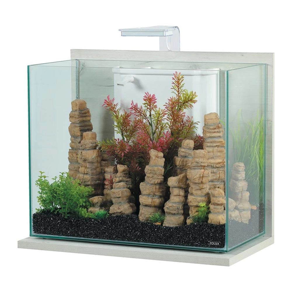 Zolux Idro 50 - acquario 50L cm50x25x40h con filtro interno e plafoniera LED Colore: Ceruse Bianco