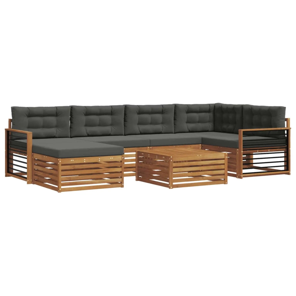 Set di divani da esterno con cuscino 7 pcs Naturale e Antracite 3373792