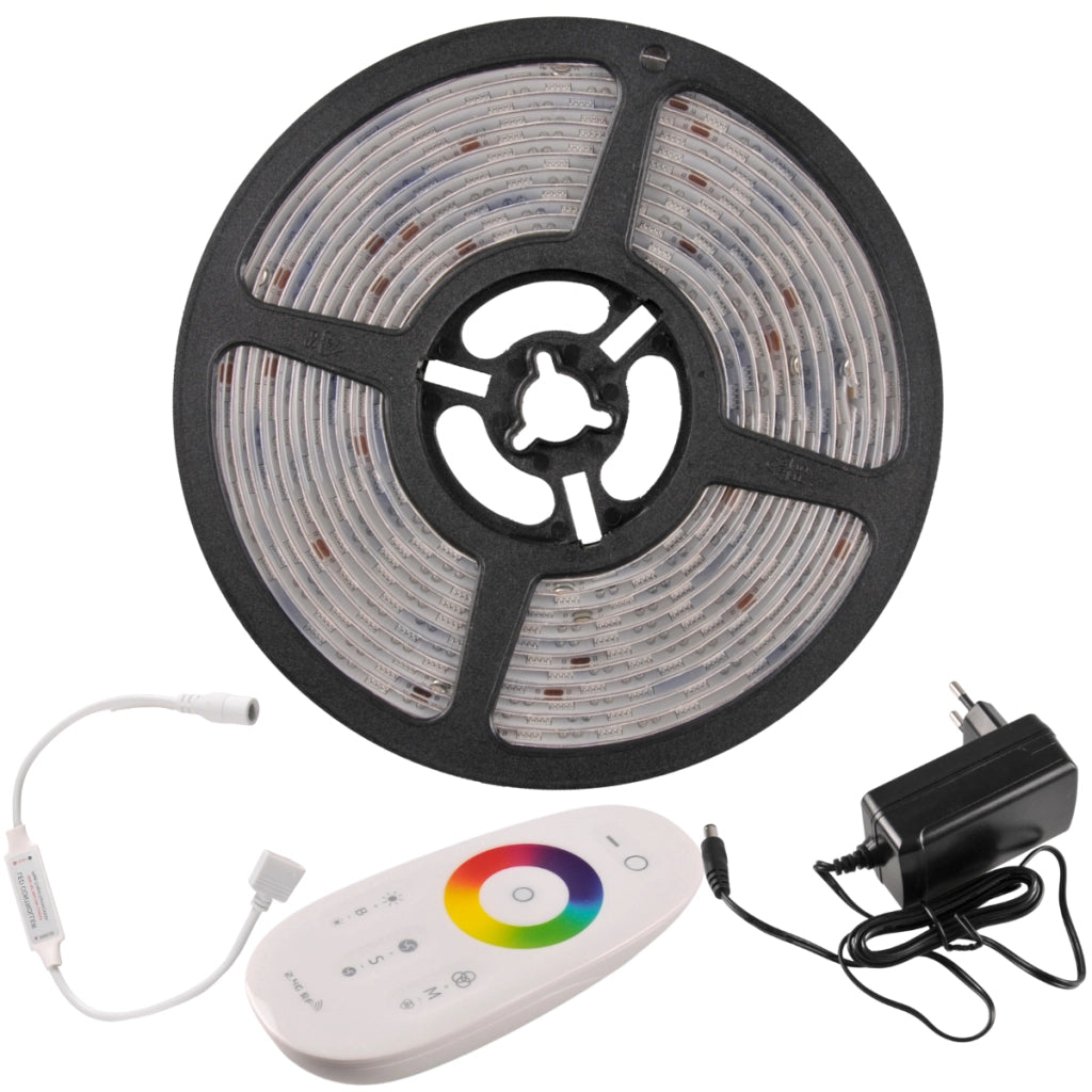 Kit striscia LED 5m 24V RGB+4000K IP65 Polux telecomando RF