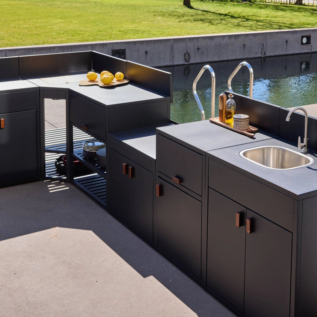 Modulo cucina da esterno in acciaio inossidabile, 6 moduli, nero