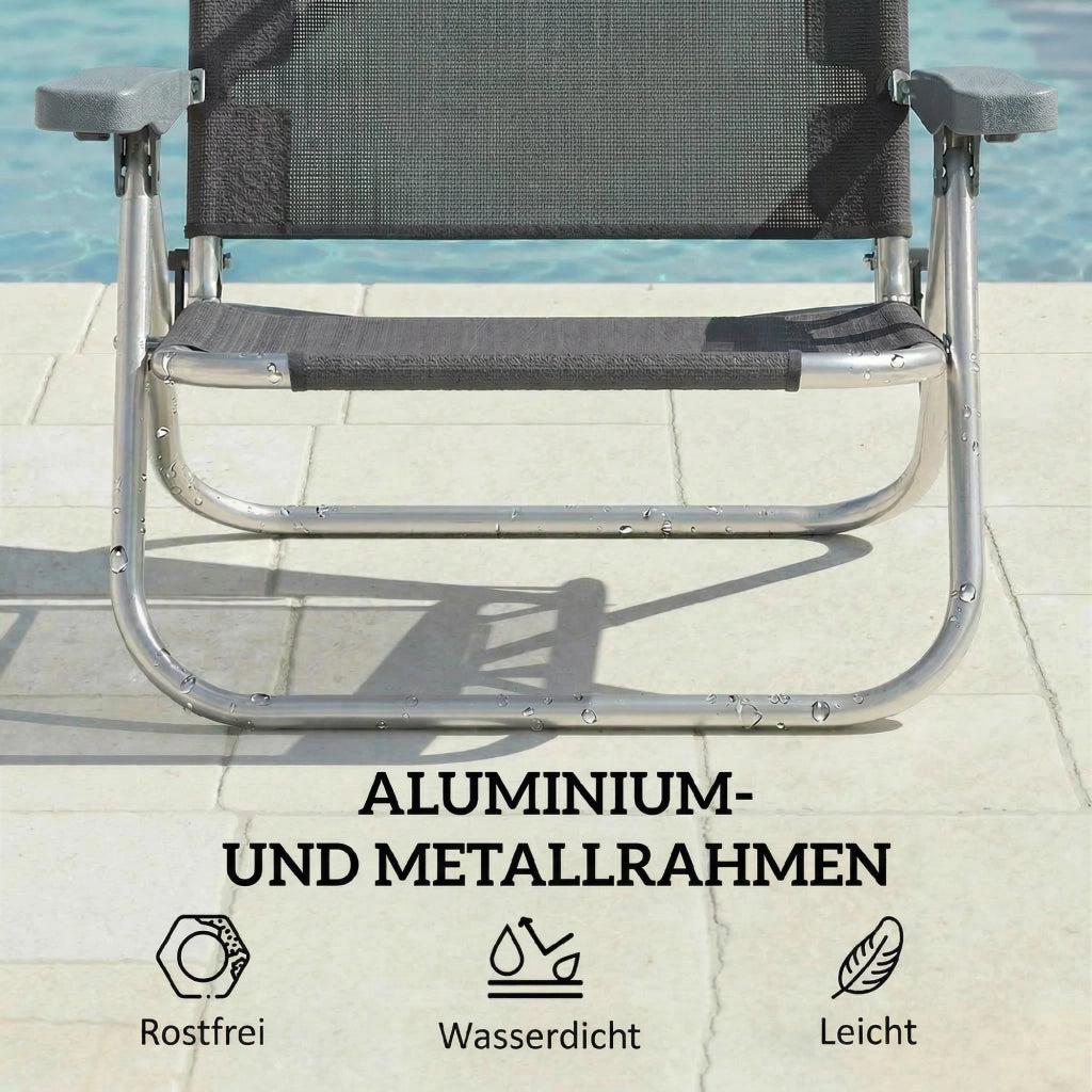 Sdraio pieghevole Sdraio da giardino con tetto regolabile a cuscinetto schienale regolabile in 6 posizioni 62 x 68 x 79 cm Grigio
