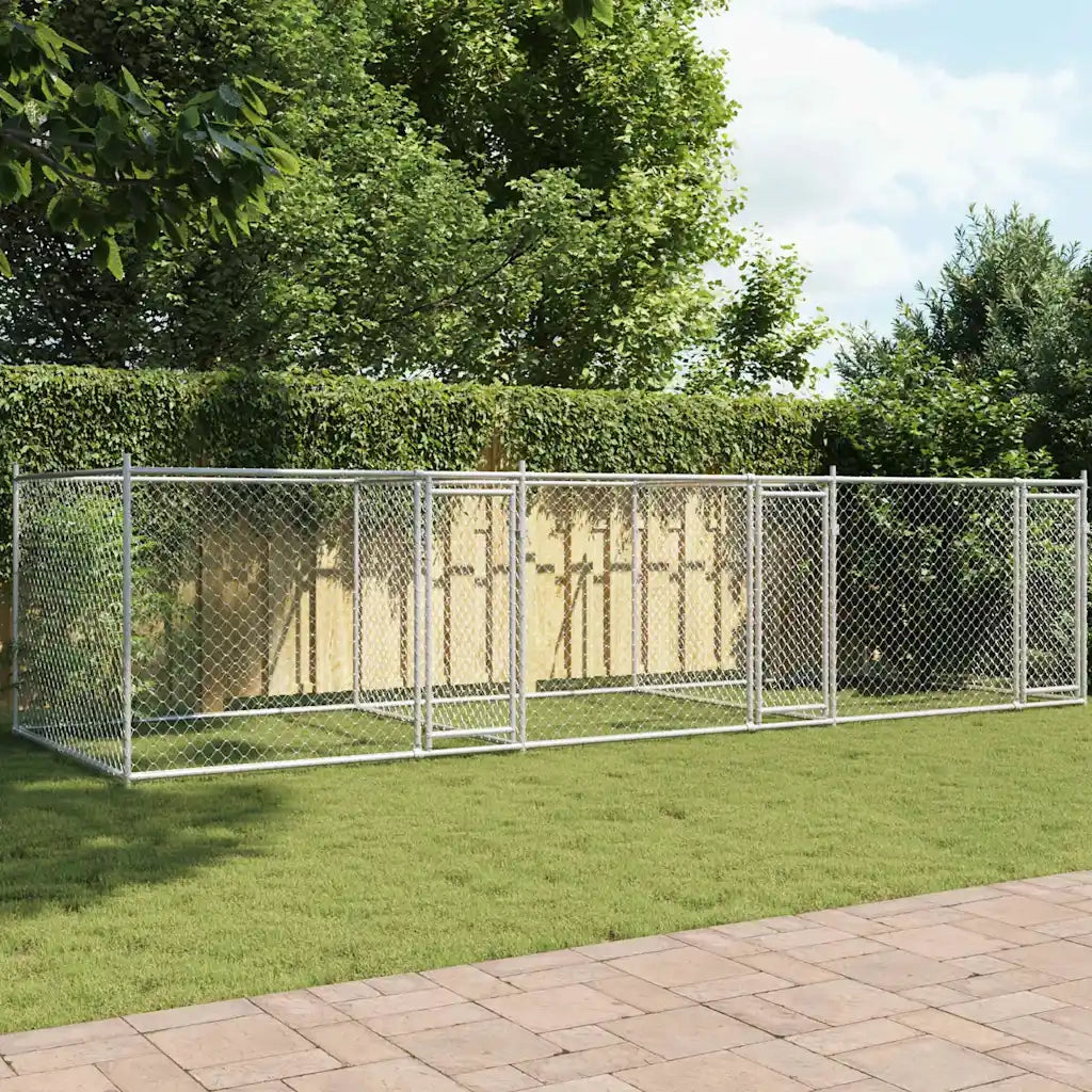 Gabbia per Cani con Porte Grigia 6x2x1,5 m in Acciaio Zincato CFW3399229