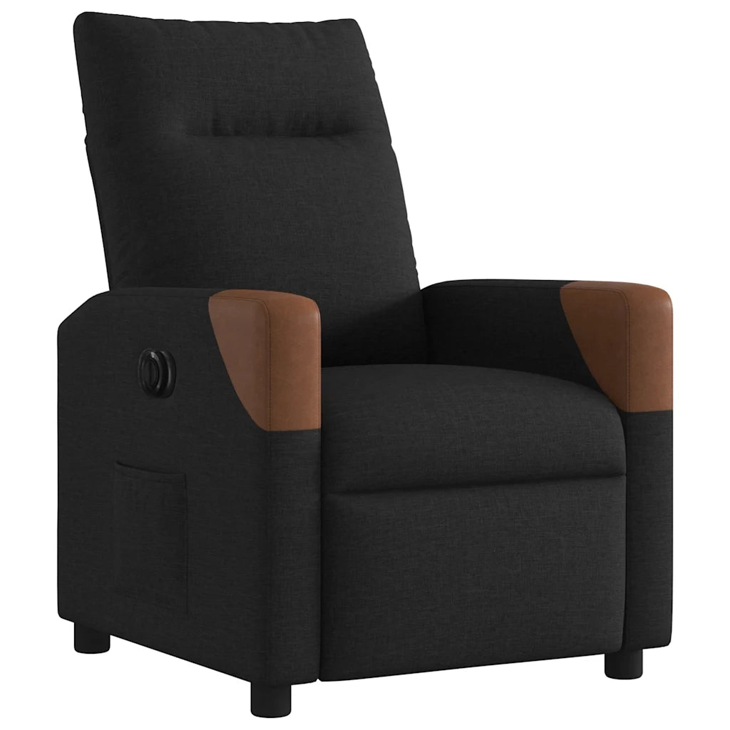 Poltrona Elettrica Reclinabile Nera in Tessuto 3323992