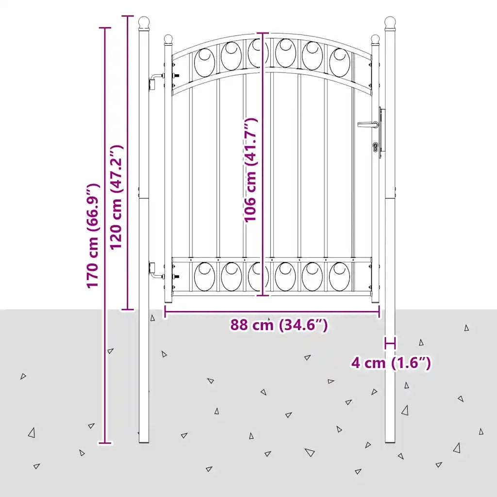 Cancello per recinzione Emmen con parte superiore ad arco in acciaio 100x106 cm verde 146365