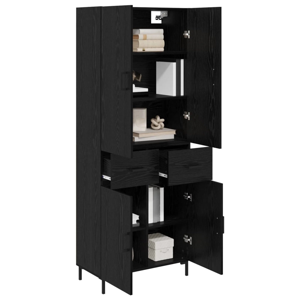 Credenza-Buffet-Armadio da cucina Rovere Nero 69,5 x 34 x 180 cm Legno multistrato 134971