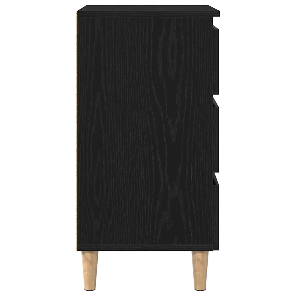 Comodino | Armadio da Notte | Mobiletto da notte Rovere Nero 40 x 35 x 69 cm Legno multistrato