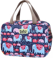 Damestoilettas Grande portatile per signora Portatile per viaggio con contenitore per cosmetici impermeabile (elefante blu)