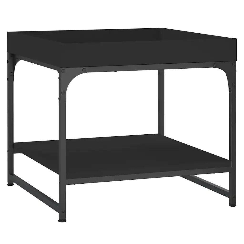 Tavolino da Salotto-Tavolino da soggiorno-Tavolo Nero 49,5x49,5x45 cm in Legno Multistrato