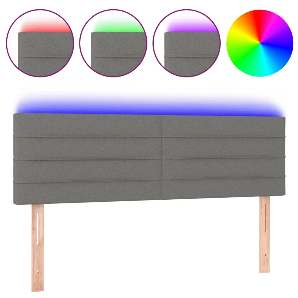 Testiera a LED Grigio Scuro 144x5x78/88 cm in Tessuto 3121751