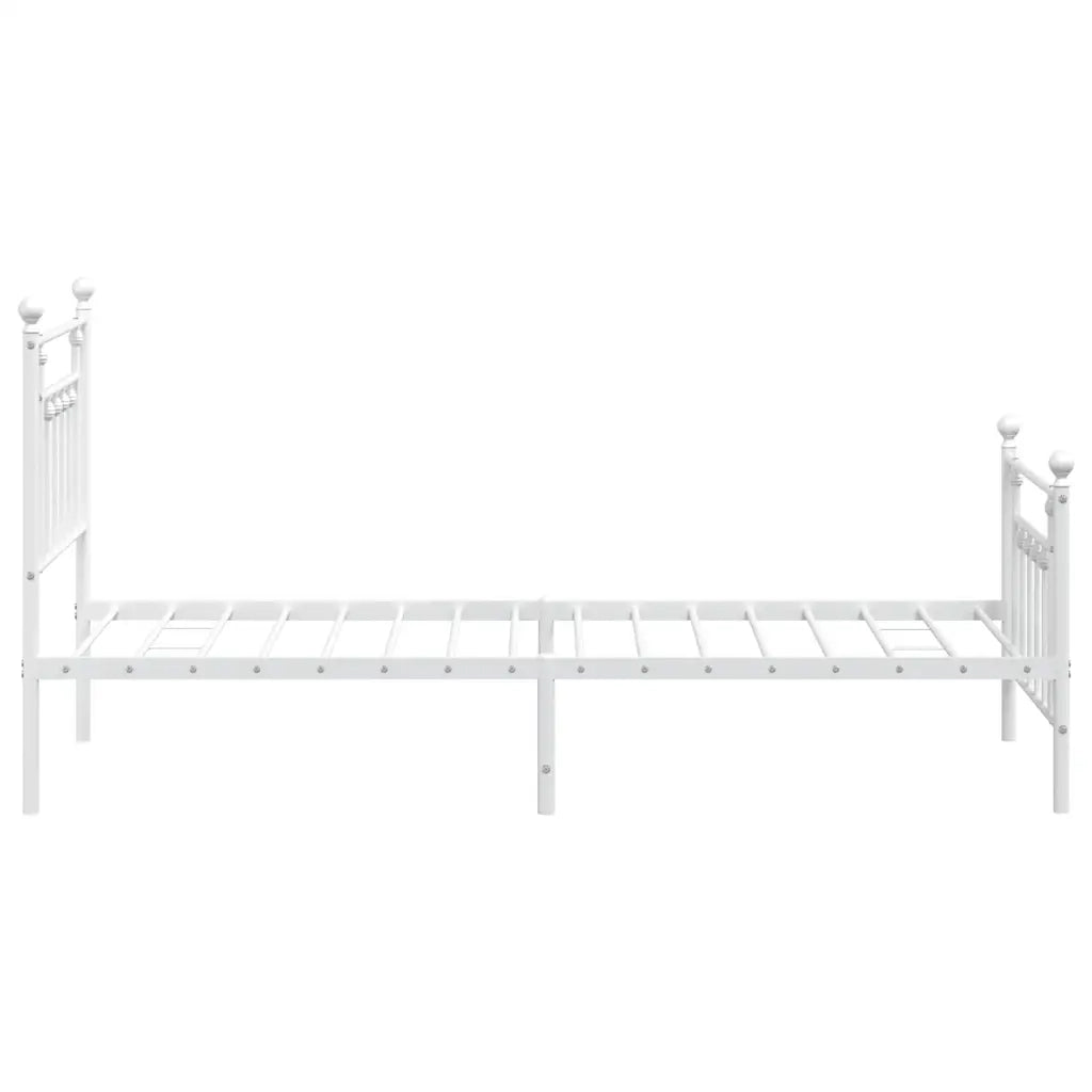 Letto singolo | Letto per adulti | Giroletto con Testiera e Pediera Metallo Bianco 90x190 cm