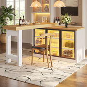 Tavolo allungabile con credenza laterale e luci multicolore, bianco