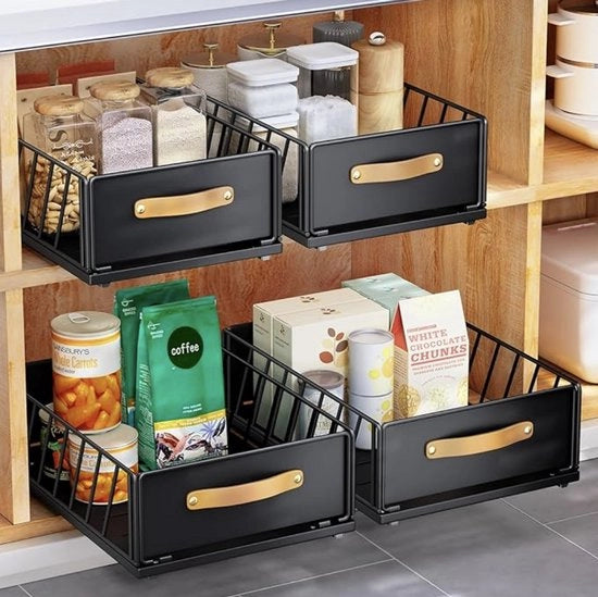 Organizzatore di cassetta estensibile per armadio cassettiera metallica con maniglia estraibile con maniglia per cucina 40 x 25 x 16 cm