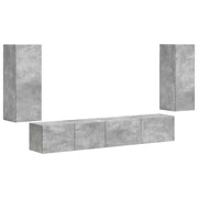 Set mobile TV 4 pz | Armadietto TV | Mobile Porta TV Grigio cemento Legno multistrato