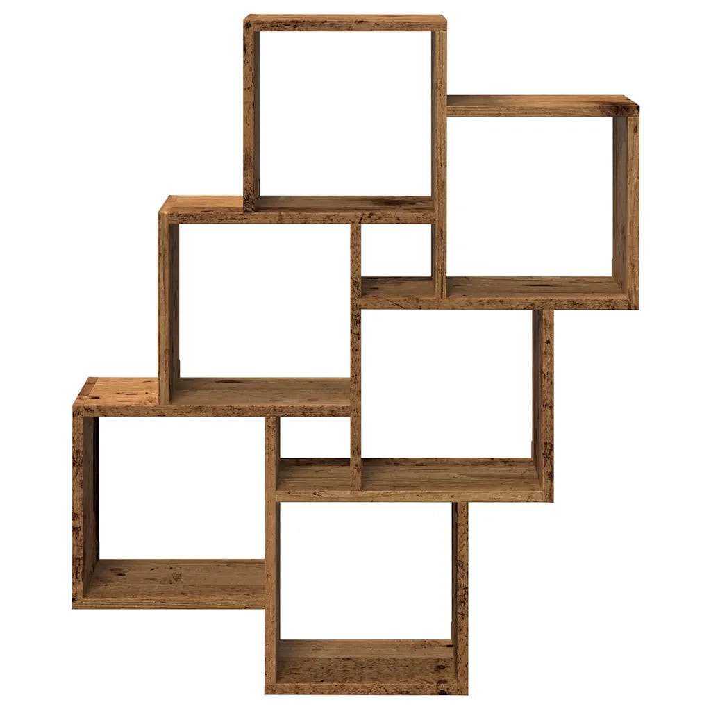 Mensola a Muro a Cubo Legno Antico 78x15x93cm Legno Multistrato 856594