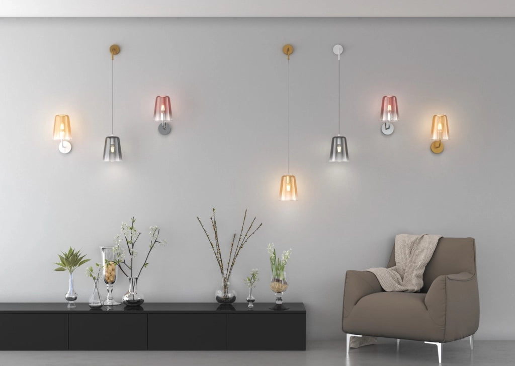 SOSPENSIONE IN VETRO 1164 AMBRA D.16CM ROSONE DA ACQUISTARE SEPARATAMENTE 1 LUCE ATTACCO E27 D.16CM