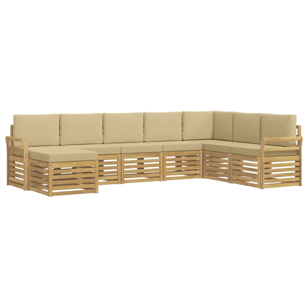Set di divani da esterno 8 pcs Bianco e Beige 308 x 190 x 73 cm 3392318