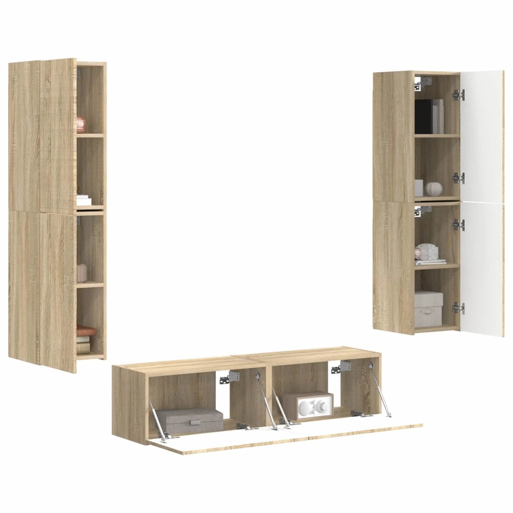 Set mobile TV 6 pz-Credenza per TV Rovere Sonoma Legno multistrato 494171