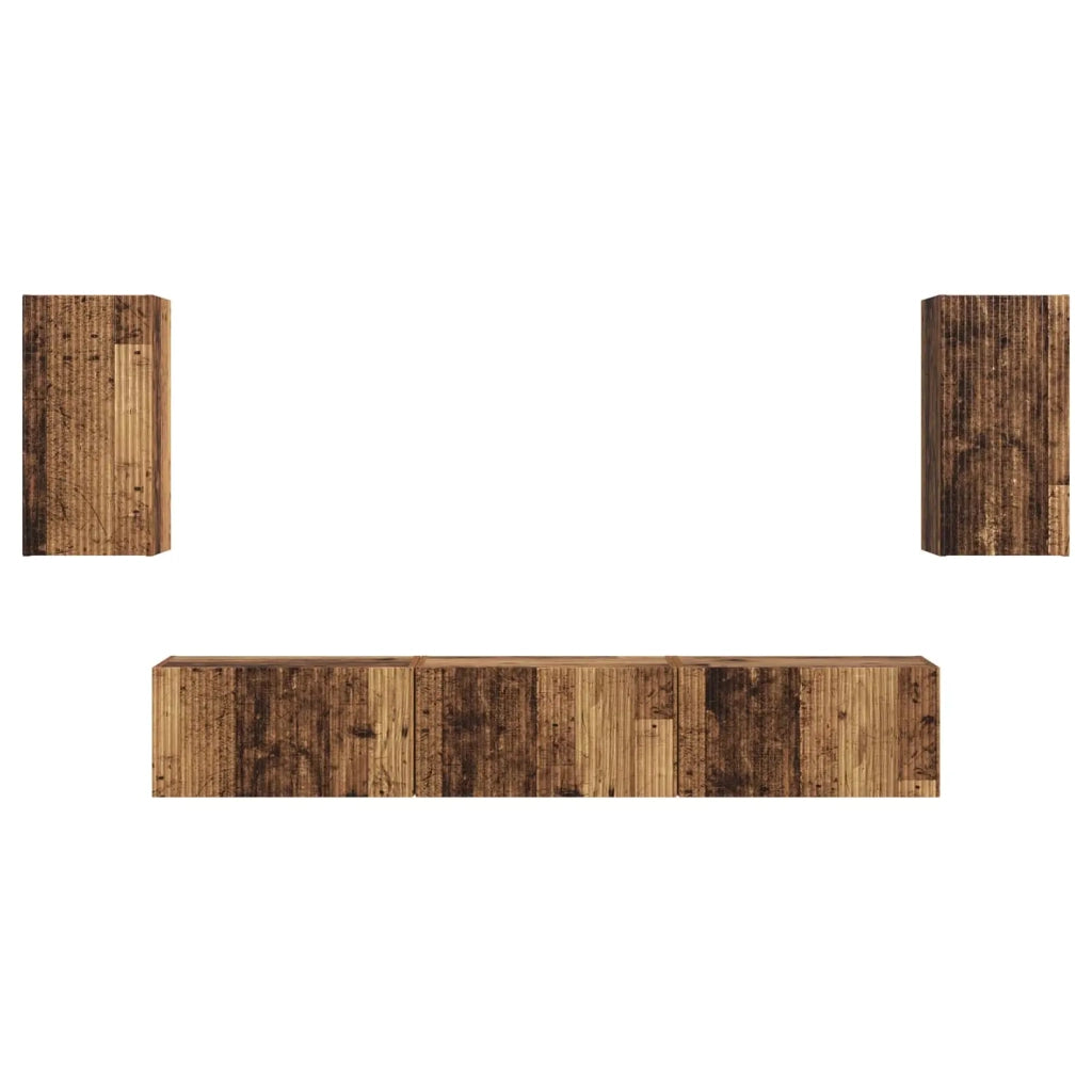 Set mobile TV 5 pz-Credenza per TV Legno vecchio Legno multistrato 275371