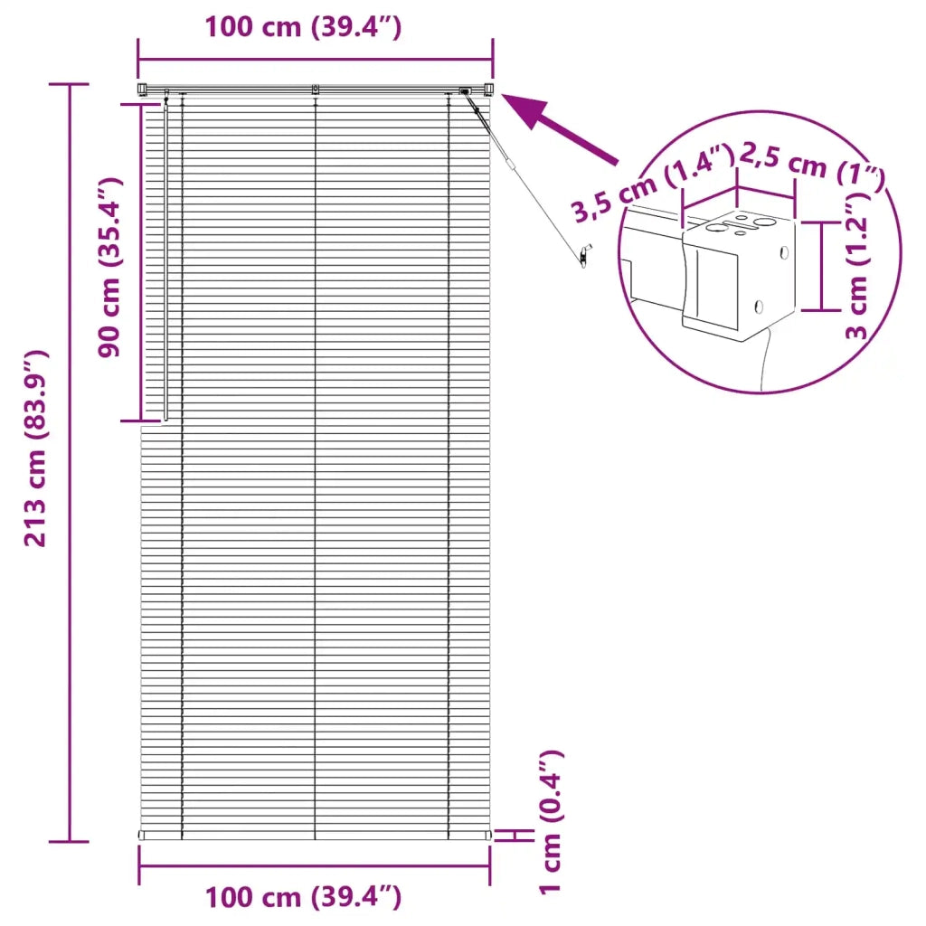 Tenda Veneziana | Tenda a lamelle Marrone Scuro con Motivo 213 x 100 cm 25 mm PVC