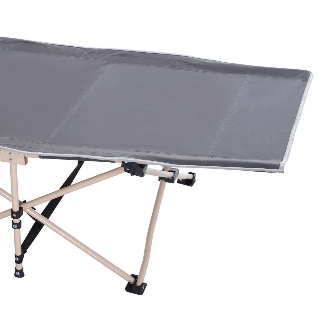 Lettino da campeggio pieghevole con borsa per il trasporto, in acciaio Oxford, grigio, 190 x 68 x 52 cm