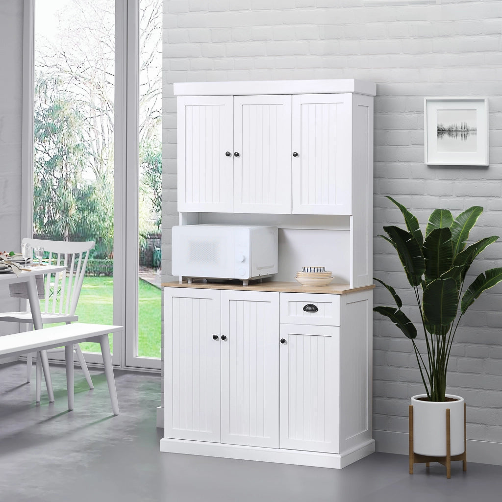 Mobile dispensa cucina con armadietti e cassetto in legno bianco stile country ¨C Xylo ¨C 101x39x180cm