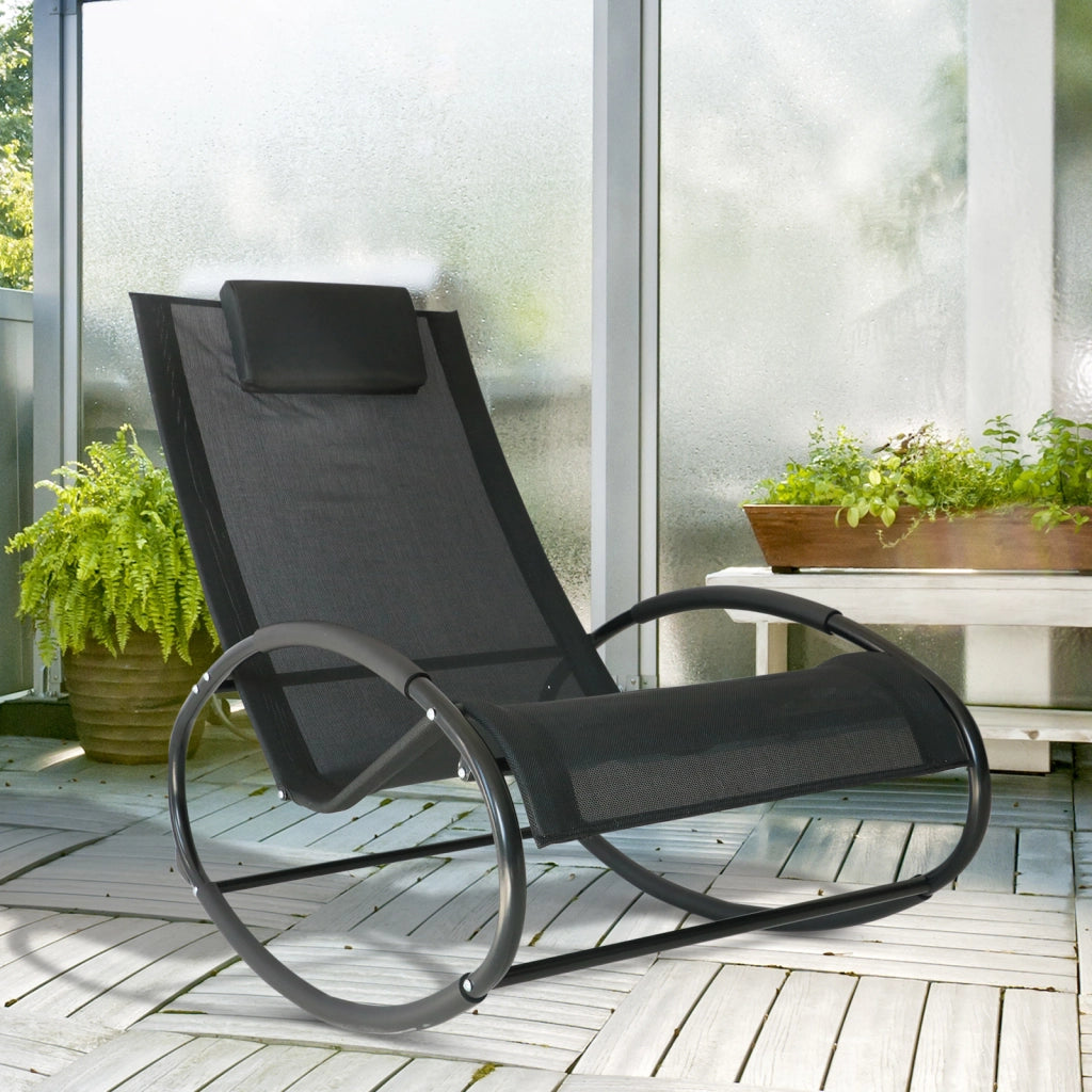 Sdraio da Giardino Zero Gravity con Cuscino ¨C zephmum ¨C Nero 105x62x88cm