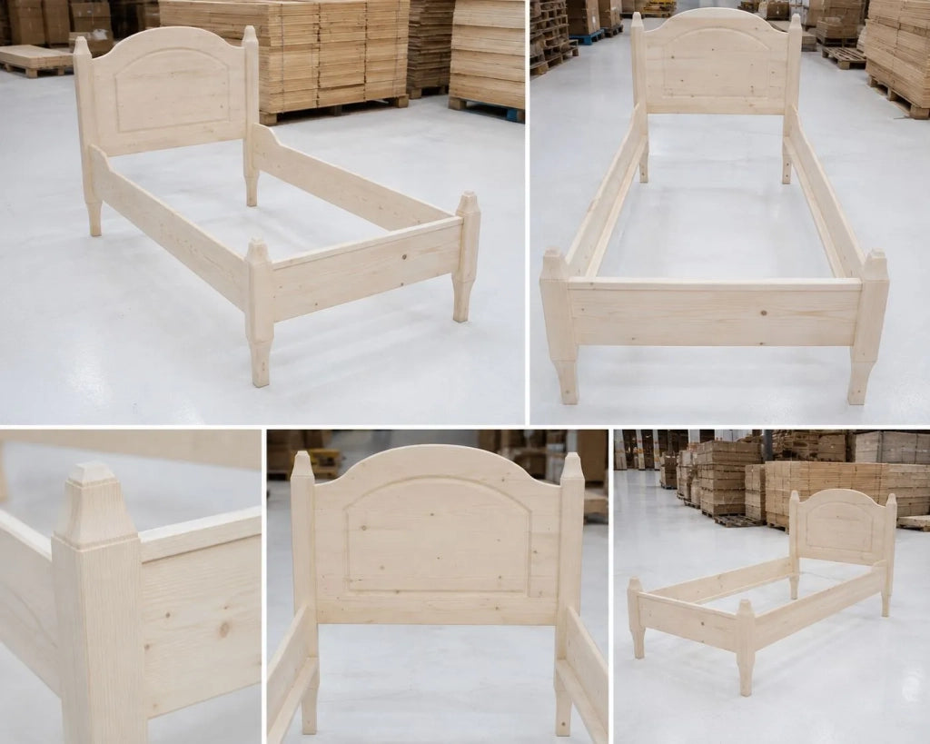 Letto singolo arte povera legno massello abete grezzo 103x210x106 - Mobili 2G