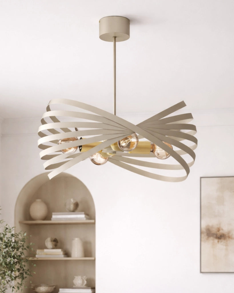 Lampada a sospensione Luminex Sparkle crema oro 4xE27