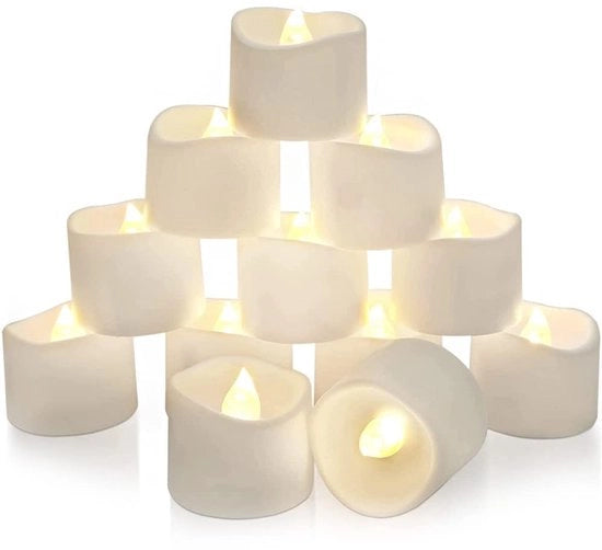 Luminarie LED a LED 12 pezzi - Candelotti con Fiamma in Movimento - Effetto Fiammella - Sicuri per Bambini e Animali Domestici - Bianco Caldo - Candelotti Falso Illuminante