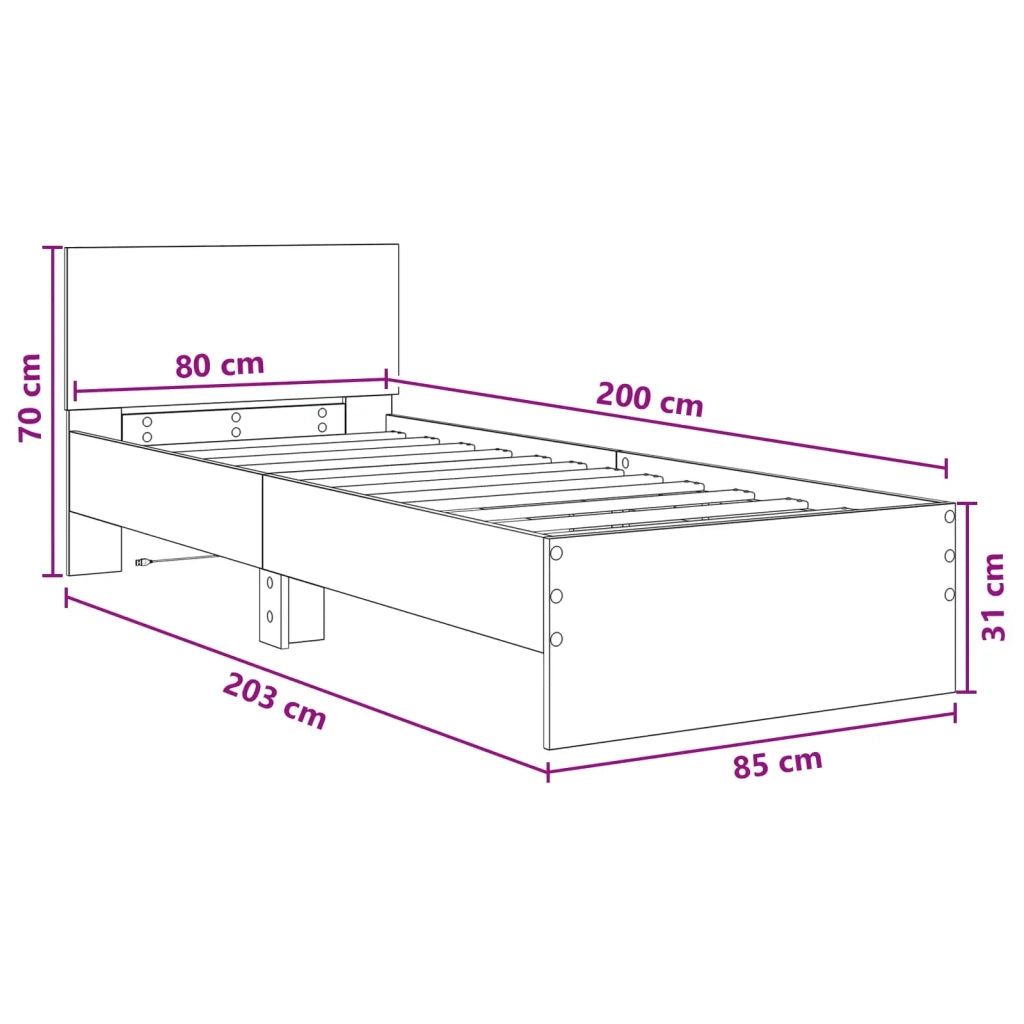 Letto con LED Rovere Artigianale 80 x 200 cm 8009001