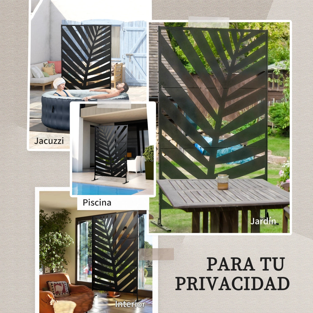 Biombo da esterno con foglie di banana ¨C zephmum ¨C 122x45x198cm nero