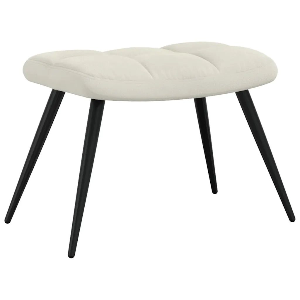 Poltrona Relax con Poggiapiedi Bianco Crema in Velluto 328093