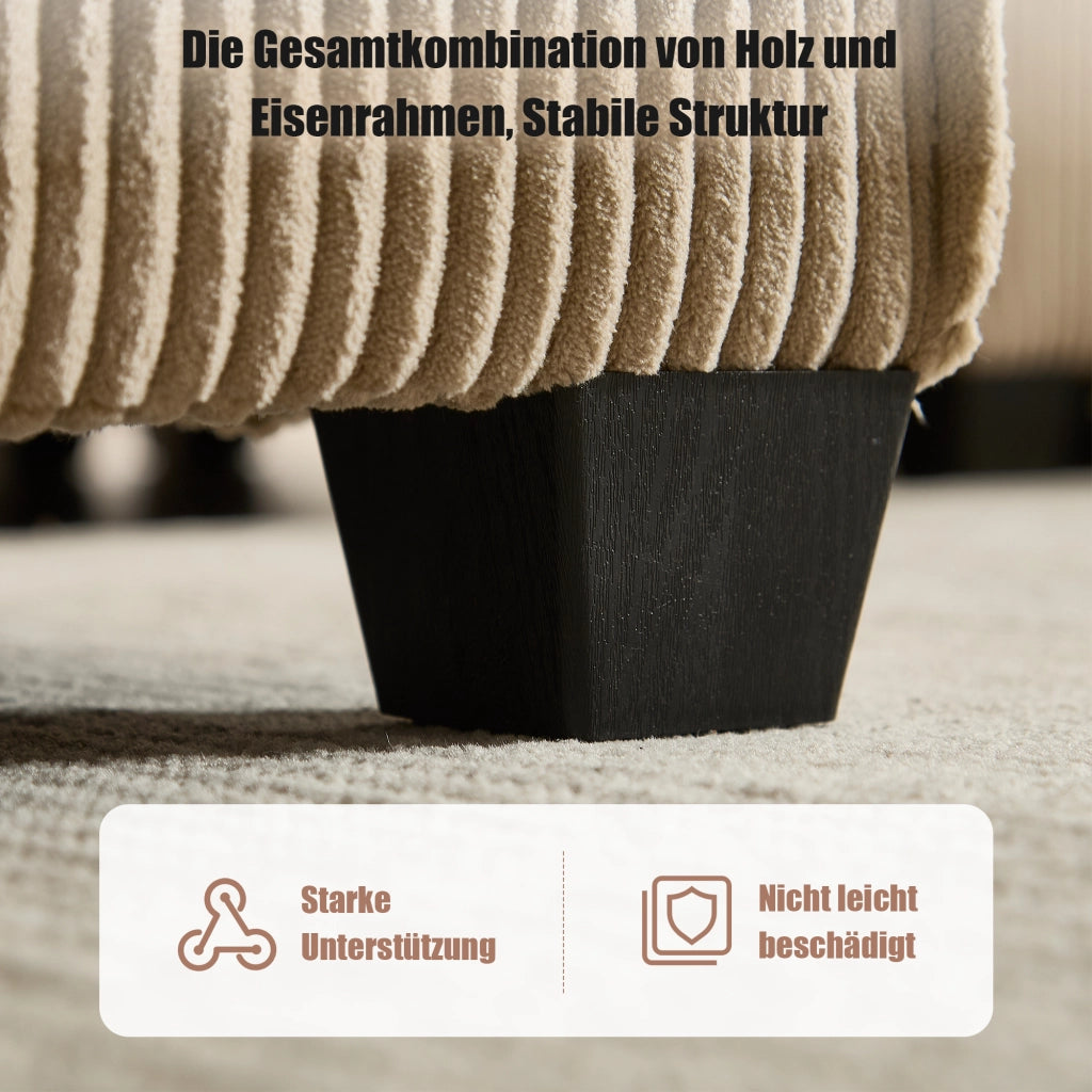 OKWISH Divano Modulare 6 Posti, Design Ergonomico con Tasche Laterali, Configurabile a U, ad Angolo o Letto, Velluto a Coste, Cachi