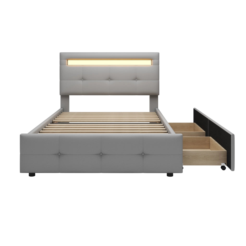 letto imbottito lino grigio 90 x 200 cm