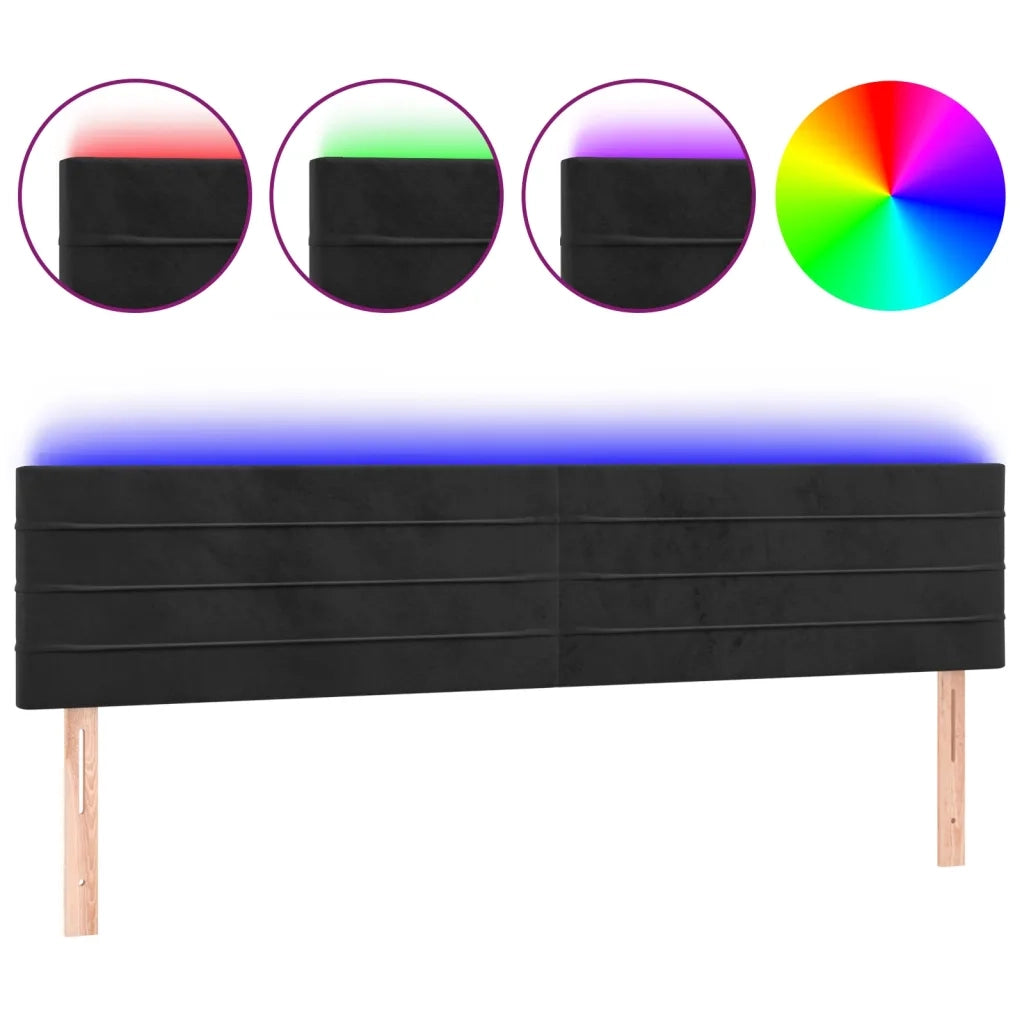 Testiera | Testata a LED Nera 160x5x78/88 cm in Velluto