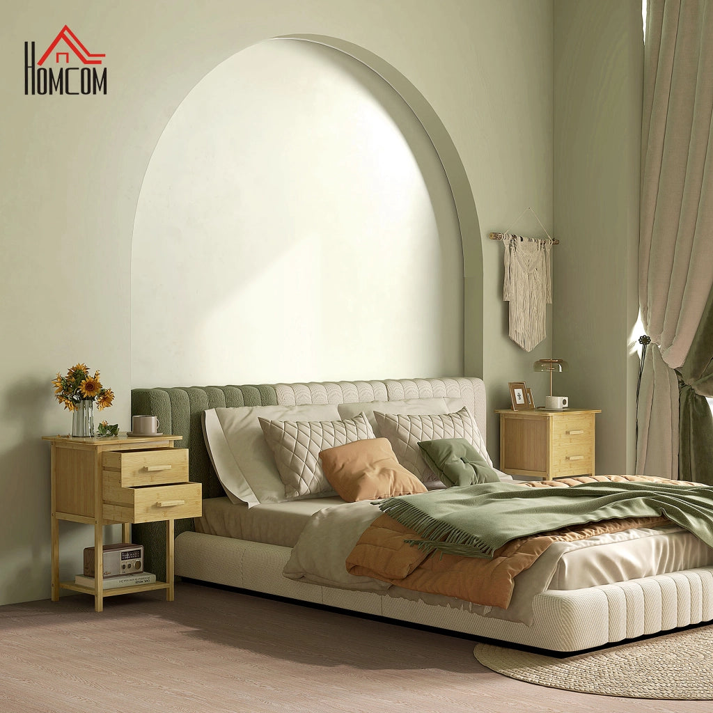 Comodino con 2 cassetti ¨C Xylo ¨C bamb¨´ naturale, 40x34x60 cm