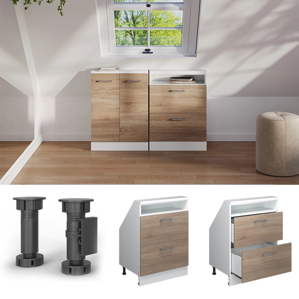 Mobile sottotetto Rion Sonoma/Bianco con 2 cassetti Vicco