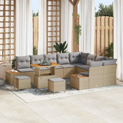 Set Divano da Giardino con cuscino 12 pcs Beige Poly Rattan