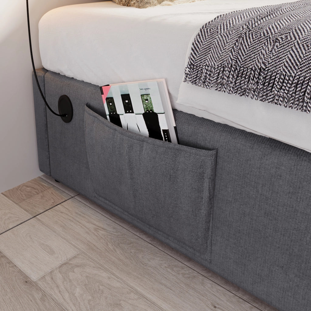 letto imbottito cotone lino grigio 160 x 200 cm