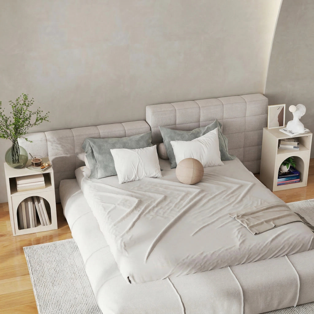 Comodino con scomparti aperti design ad arco ¨C Xylo ¨C crema 40x30x60 cm