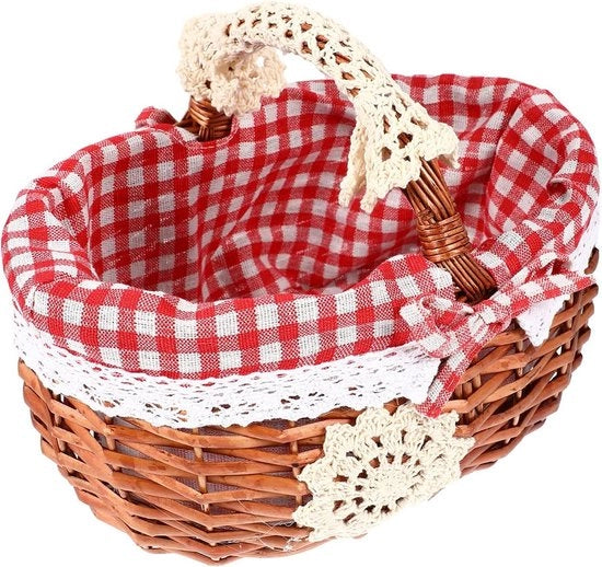 Mangiafrutta per bambini in legno di salice - cestino pasquale manuale con maniglie - cestino di regalo per frutta - 26 x 18 x 20 cm