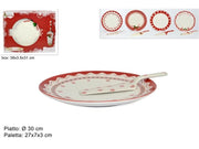 1 Pezzo Piatto da Tavola Panettone con Paletta in Ceramica 27 cm 3 Decori