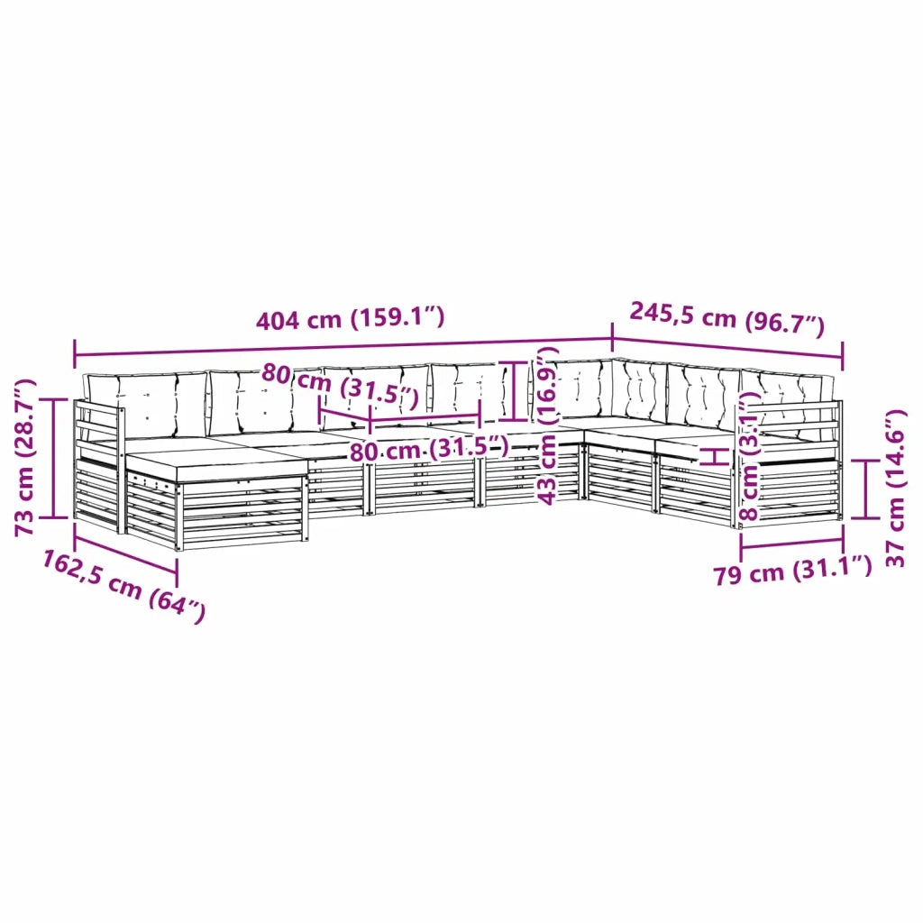 Set di divani da esterno 8 pcs Grigio Naturale e Chiaro 3373921