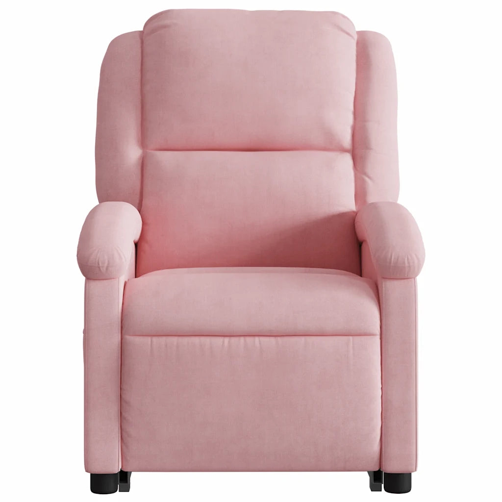 Poltrona Alzapersona Massaggi Elettrica Reclinante Rosa Velluto 3204337