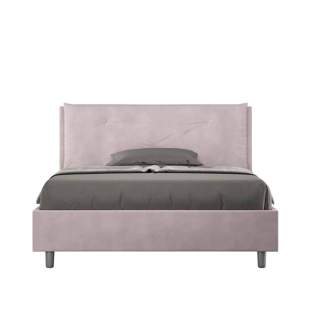 Letto Matrimoniale Francese 140x200 cm con Rete Imbottito in Microfibra Appia Large Glicine