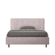 Letto Matrimoniale Francese 140x200 cm con Rete Imbottito in Microfibra Appia Large Glicine
